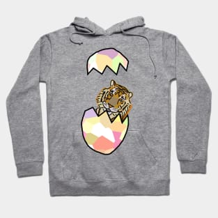 Tiger Popping Out of Funny Easter Egg Hoodie